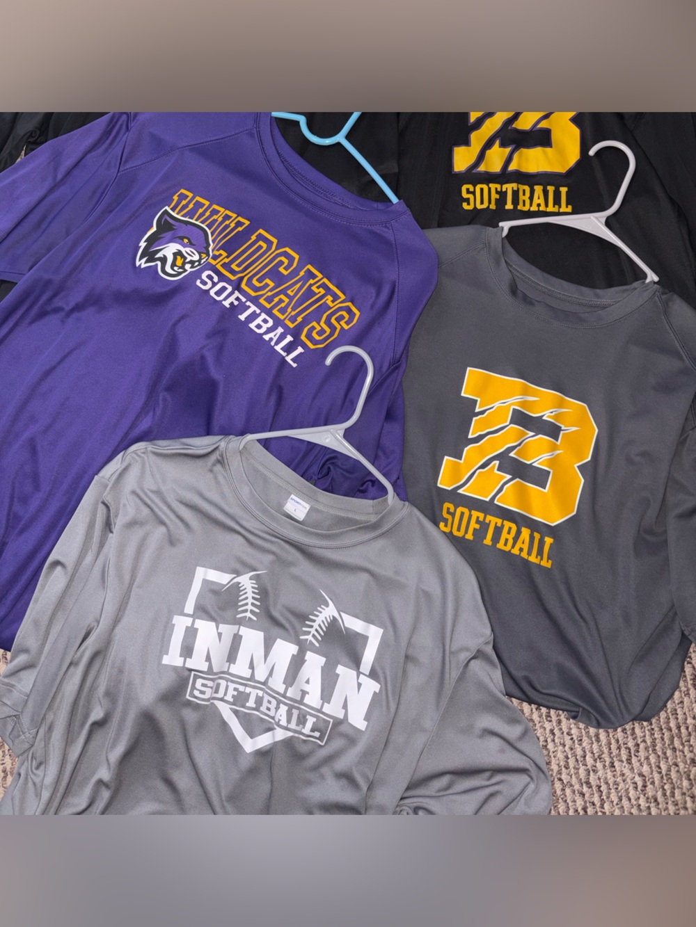 Soft collegiate softball shirt bundle - large